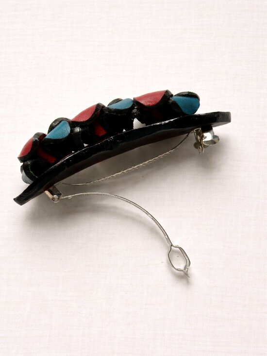 Handmade Colombian Leather Floral Barrette | Boho Multicolor Statement Clip main image 4